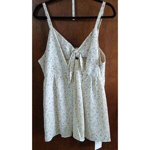 Bloomchic Plus Light Tan/Floral Front Tie Tank Top Lined Womens 18-20 NWT
